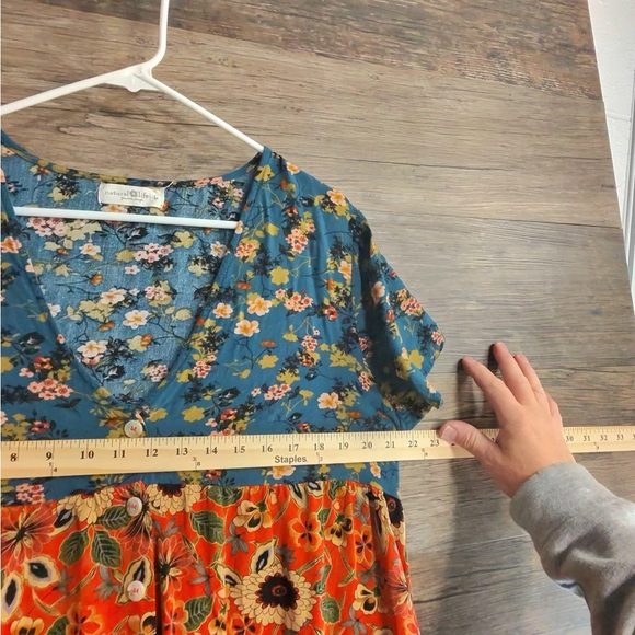 NATURAL LIFE Blue and Orange Floral Maxi Dress - Picture 4 of 11